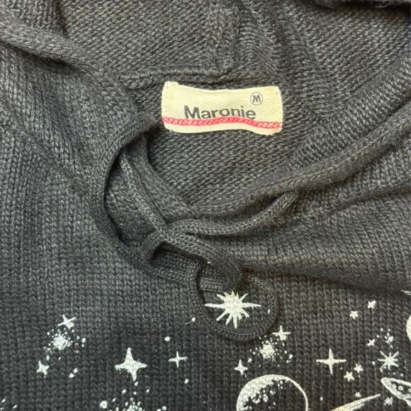 Anthropologie x Maronie Celestial Hoodie Waffle Knit Black M - Picture 3 of 4